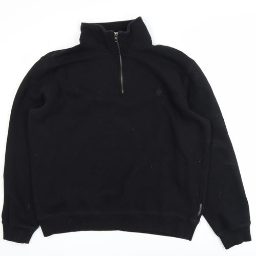 French Connection Men's Black XL 1/4 Zip Fleece Sweatshirt