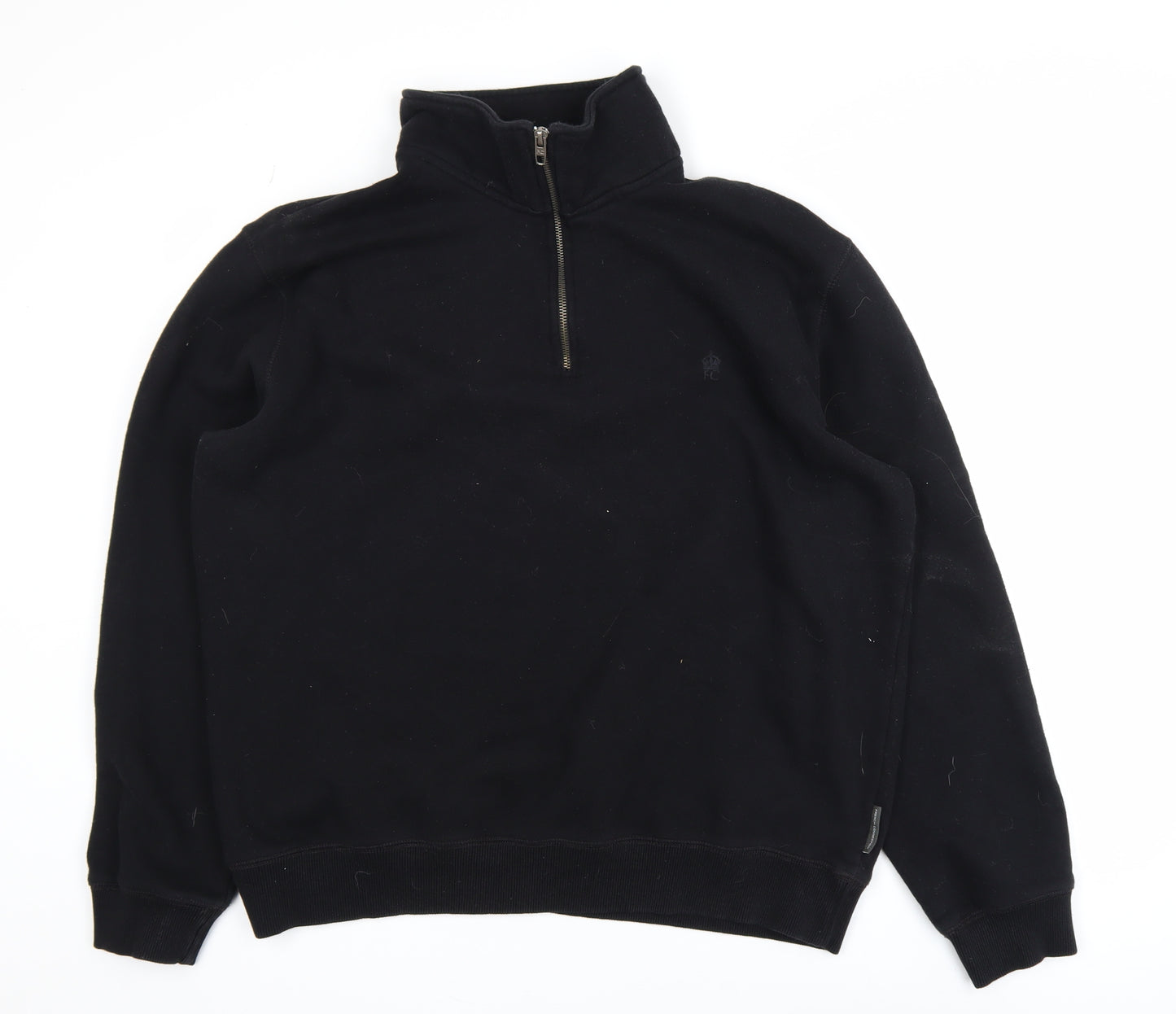 French Connection Men's Black XL 1/4 Zip Fleece Sweatshirt