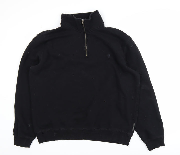 French Connection Men's Black XL 1/4 Zip Fleece Sweatshirt