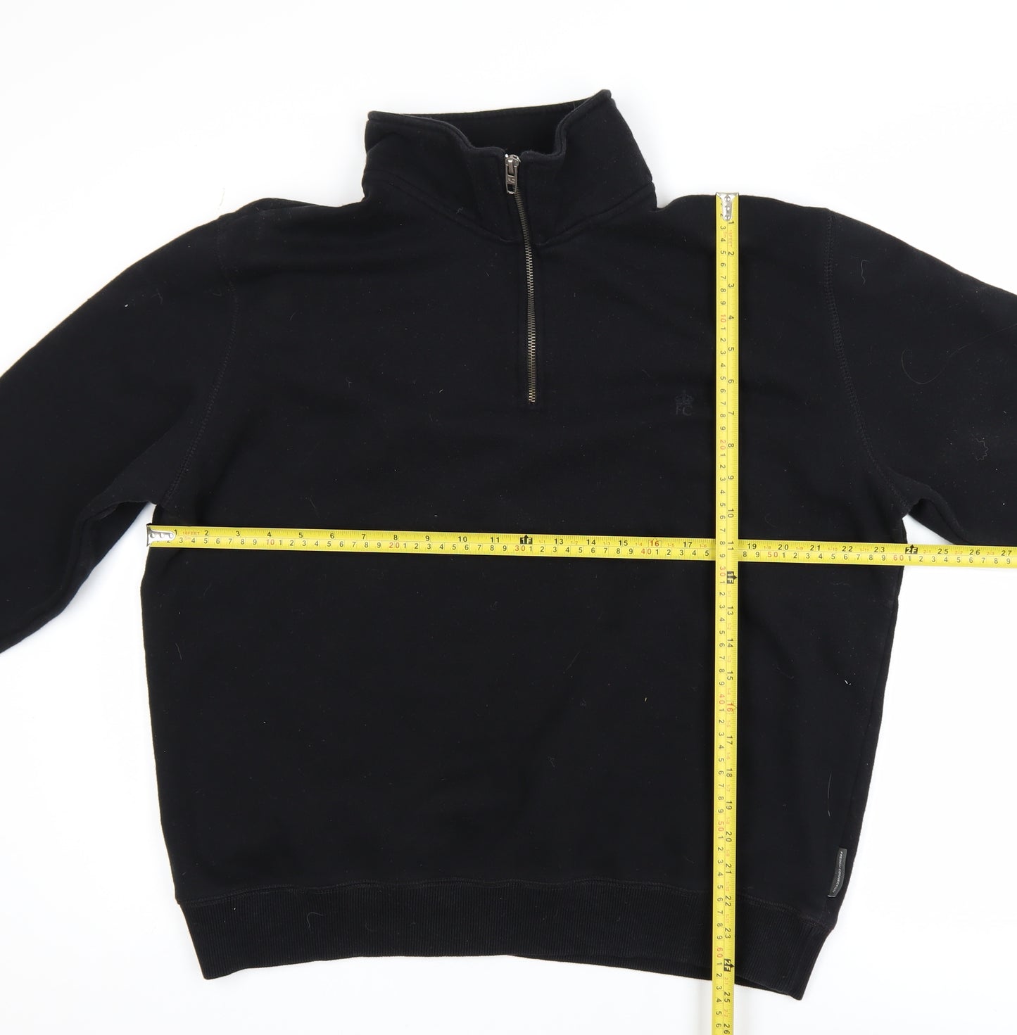 French Connection Men's Black XL 1/4 Zip Fleece Sweatshirt