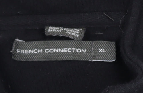 French Connection Men's Black XL 1/4 Zip Fleece Sweatshirt