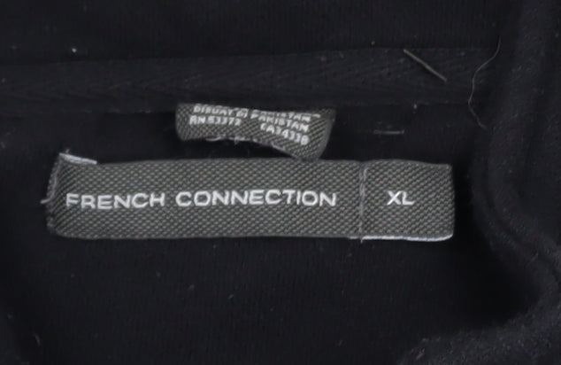 French Connection Men's Black XL 1/4 Zip Fleece Sweatshirt