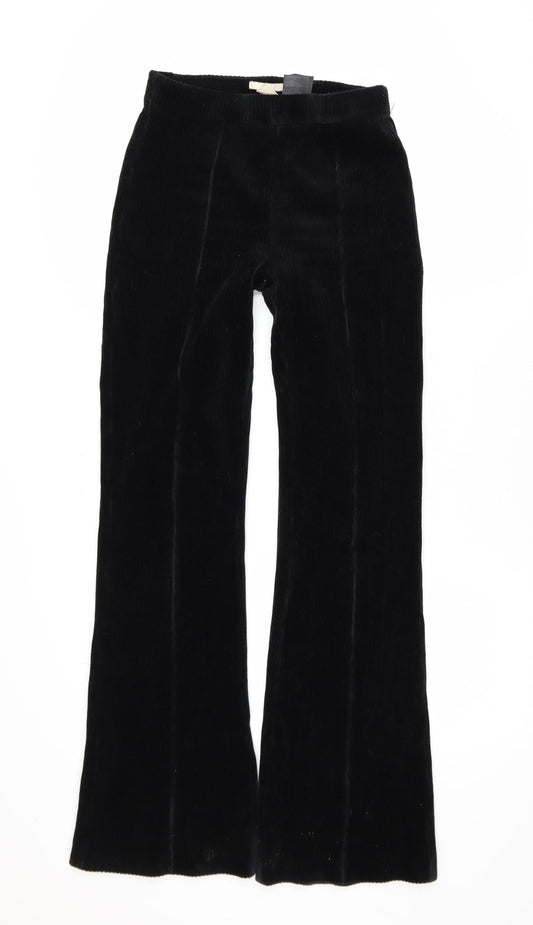 H&M Women's Black Corduroy Flared Trousers Size 8