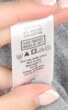 Wallis Women Grey Jumper Dress L Knit Scoop Neck 3/4 Sleeve