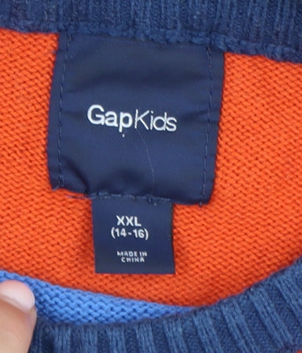 Gap Kids Boys Multicoloured Striped Pullover Sweatshirt XXL (14-16)