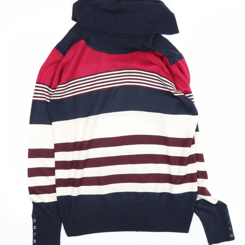 Isle Women’s Multicoloured Striped Roll Neck Jumper Size S 10-12