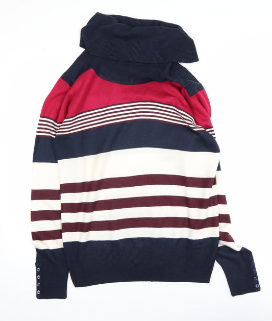 Isle Women’s Multicoloured Striped Roll Neck Jumper Size S 10-12