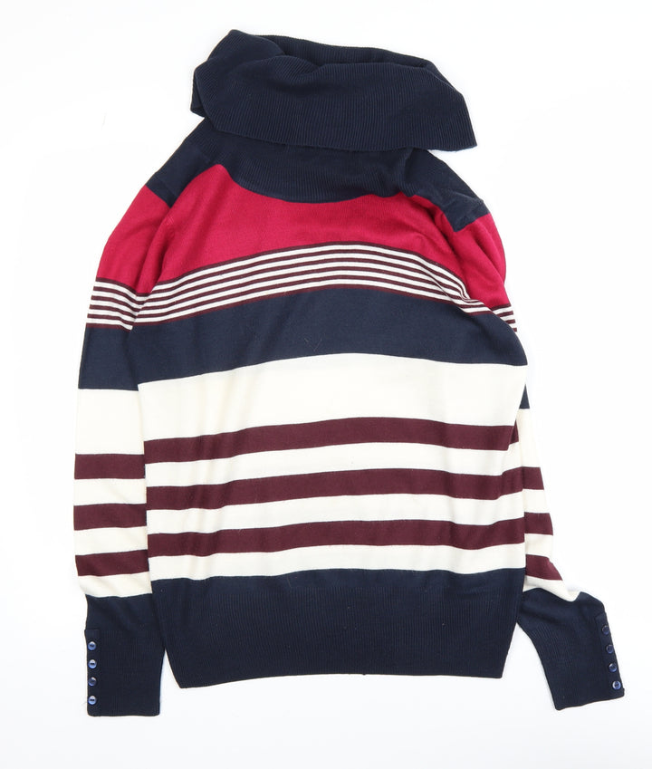 Isle Women’s Multicoloured Striped Roll Neck Jumper Size S 10-12