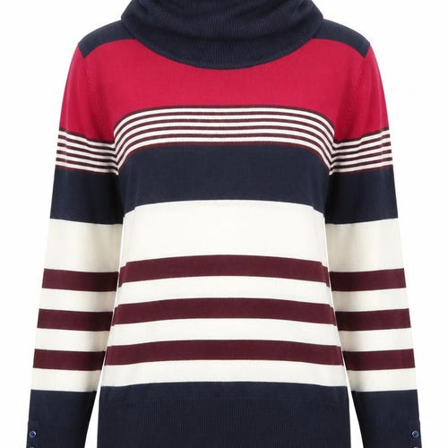 Isle Women’s Multicoloured Striped Roll Neck Jumper Size S 10-12