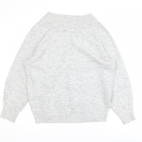 F&F Women's Grey V-Neck Sequin Knit Jumper Size M