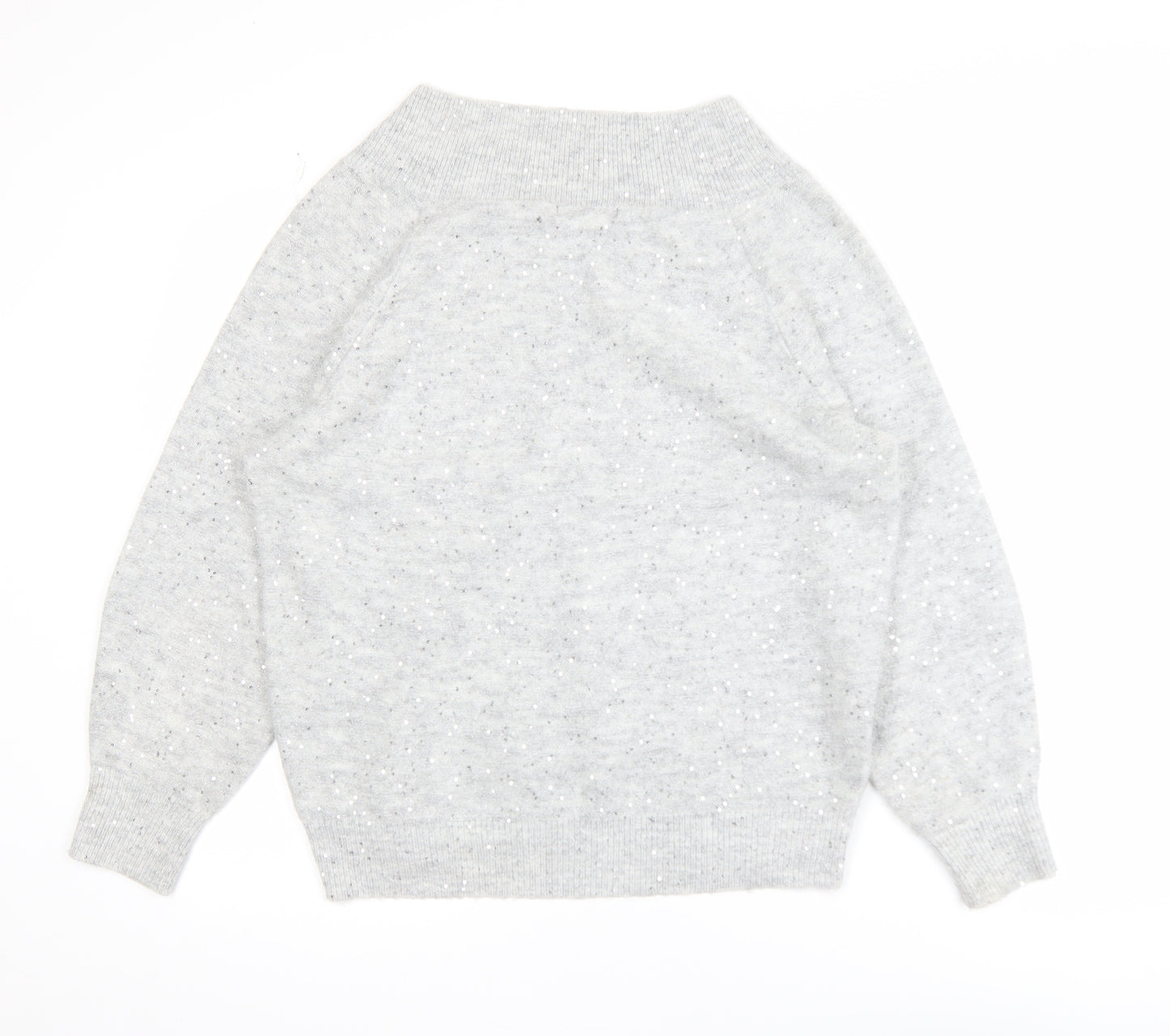 F&F Women's Grey V-Neck Sequin Knit Jumper Size M