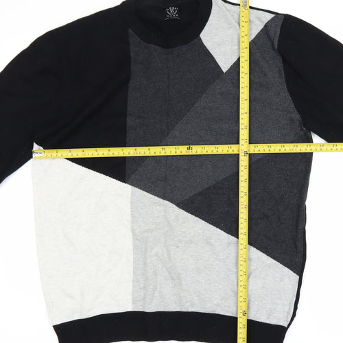 Next Men’s Black Grey Geometric Cotton Pullover Jumper XL