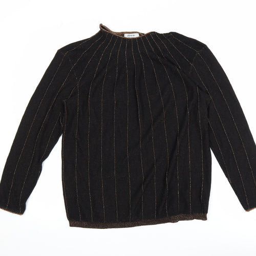 Soon Womens Black Glitter Stripe High Neck Tunic Top Size 16