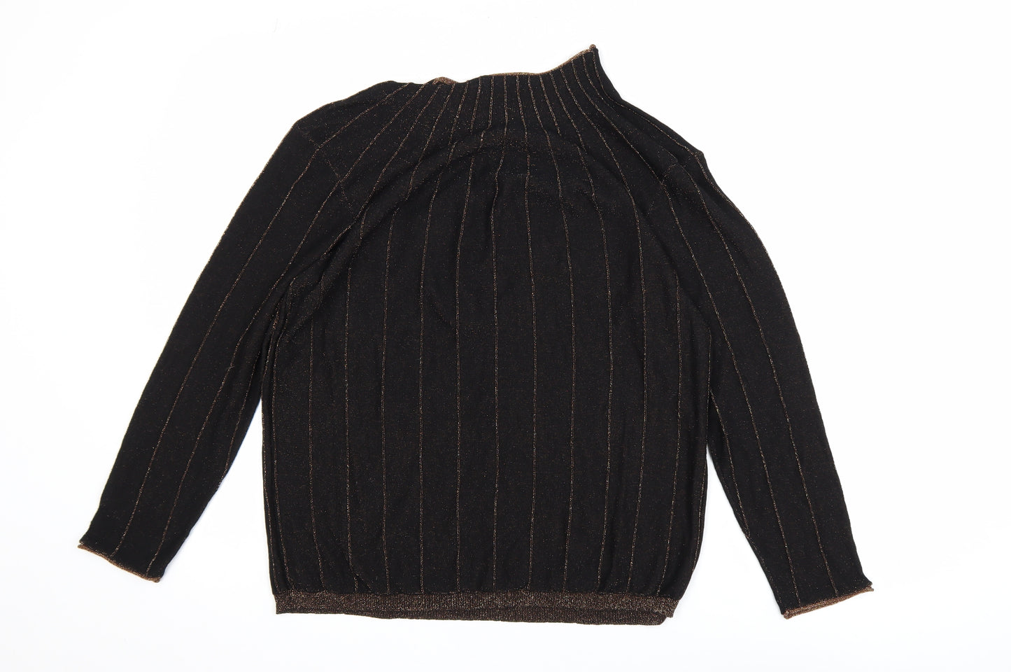Soon Womens Black Glitter Stripe High Neck Tunic Top Size 16