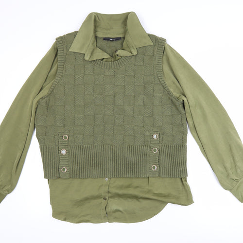 Next Women’s Green Knit Layered Long Sleeve Blouse Size L
