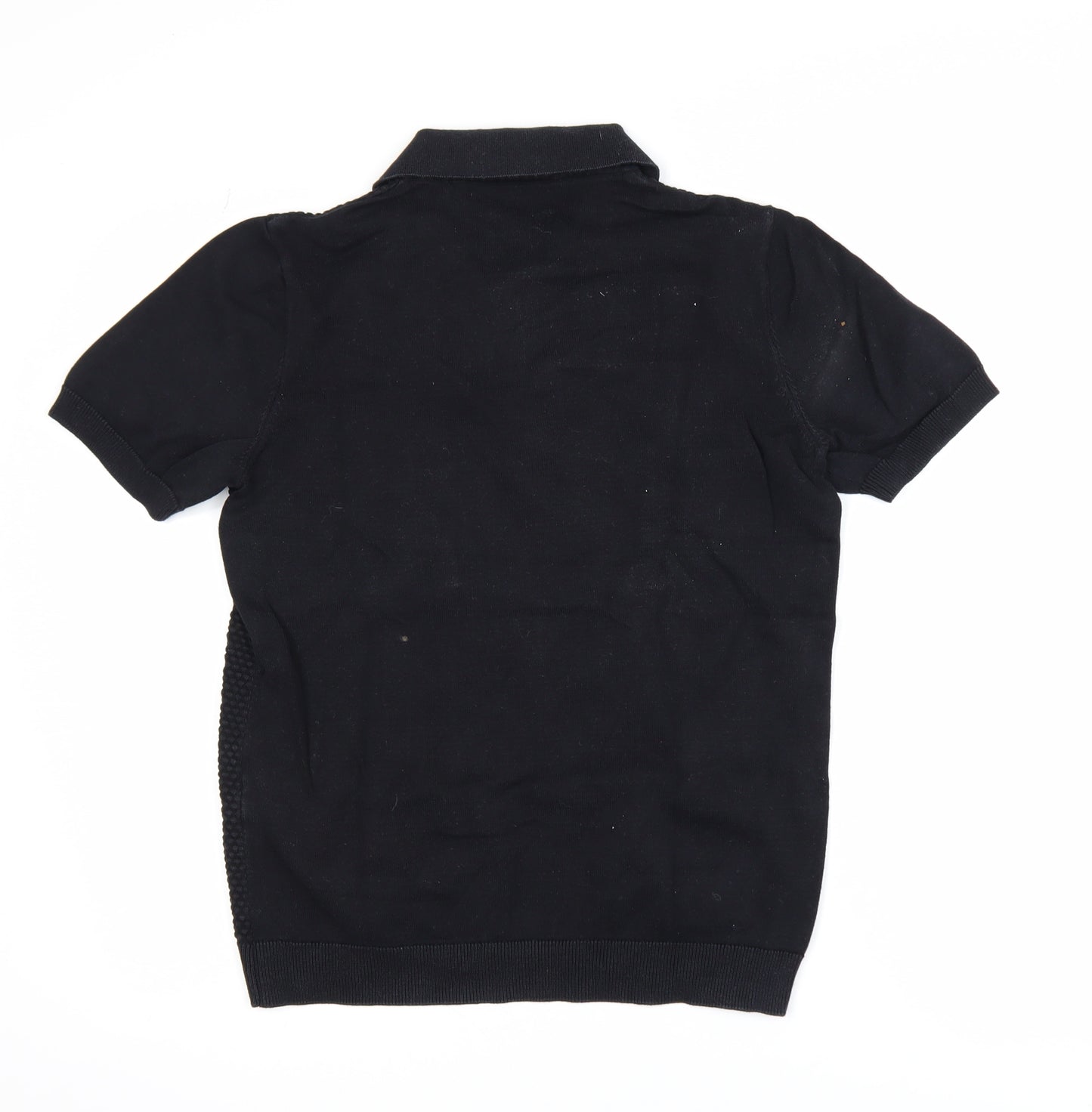 Guide London Men's Black Cotton Knitted Polo Shirt Size S