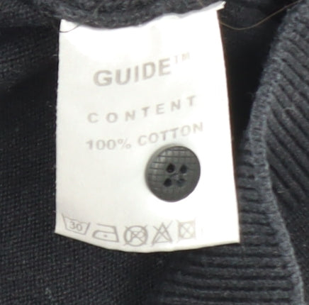 Guide London Men's Black Cotton Knitted Polo Shirt Size S