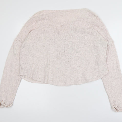 New Look Womens Beige Sequin Heart Knit Jumper Size 14