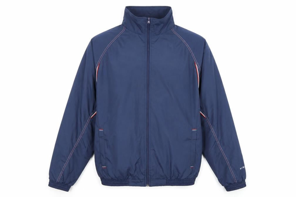 Front view of No Problem Sportswear Men's Blue L Windbreaker Jacket