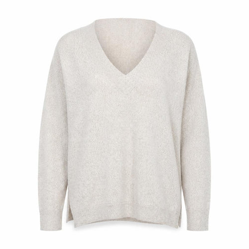 F&F Women’s Beige V-Neck Long Sleeve Pullover Jumper Size 12