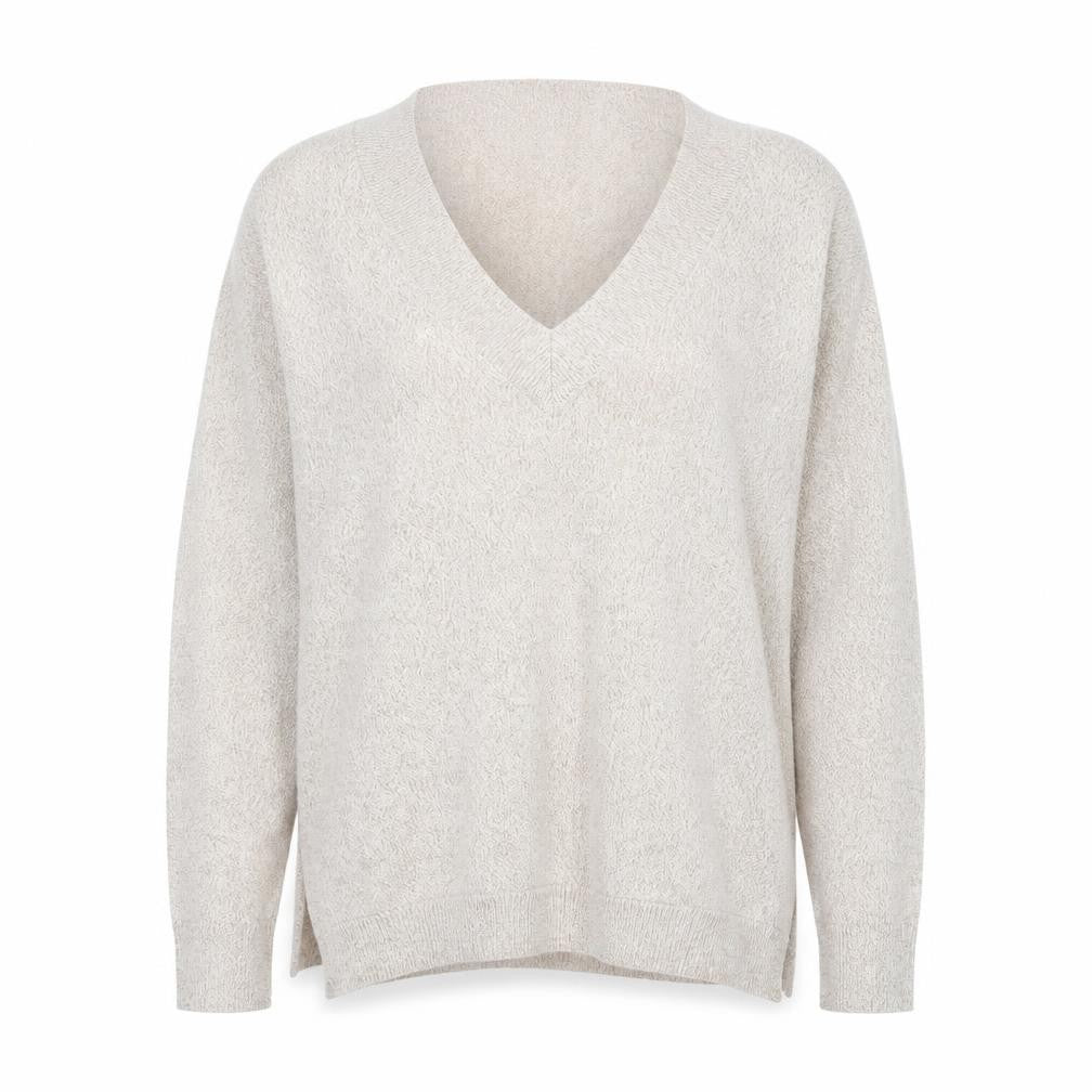 F&F Women’s Beige V-Neck Long Sleeve Pullover Jumper Size 12