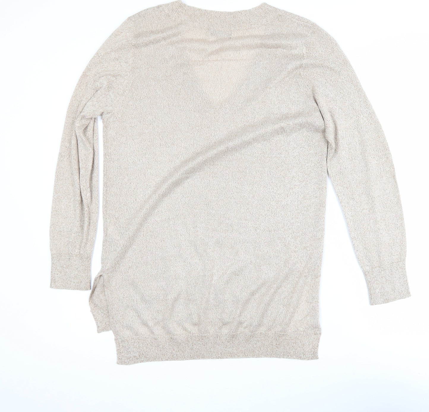 F&F Women’s Beige V-Neck Long Sleeve Pullover Jumper Size 12