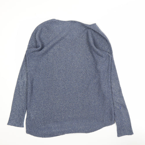 GAP Women's Blue Metallic V-Neck Pullover Jumper Size M
