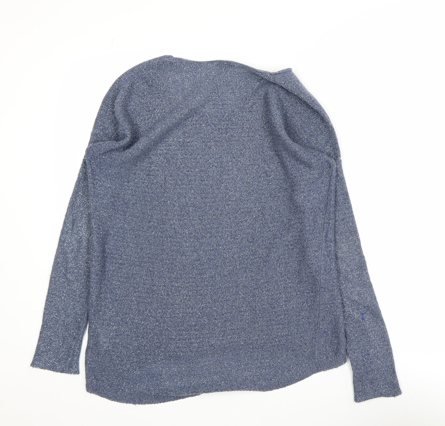 GAP Women's Blue Metallic V-Neck Pullover Jumper Size M