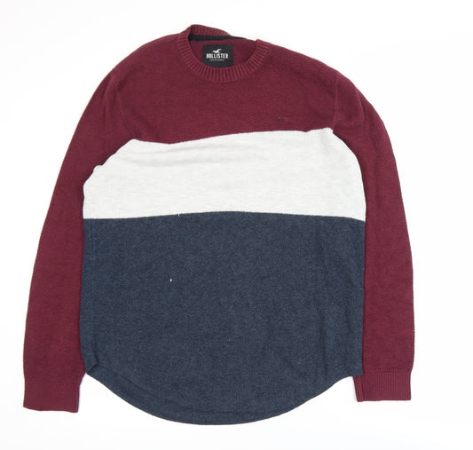 Hollister Men's Multicoloured Cotton Knit Pullover Jumper L