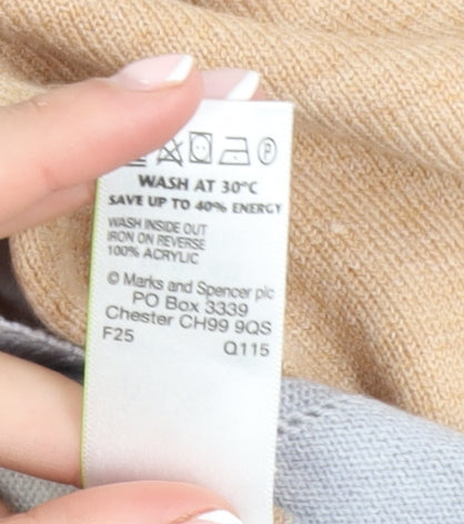 Marks and Spencer Women's Multicoloured Striped V-Neck Jumper Size 12