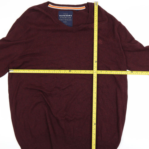 Superdry Men's Red 3XL V-Neck Cotton Cashmere Jumper