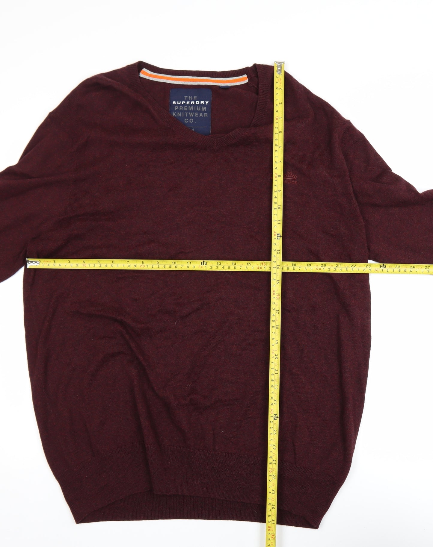 Superdry Men's Red 3XL V-Neck Cotton Cashmere Jumper