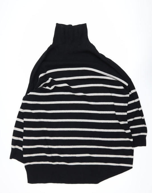George Women’s Black Striped Roll Neck Relaxed Knit Jumper XL