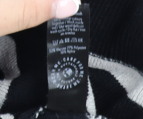 George Women’s Black Striped Roll Neck Relaxed Knit Jumper XL