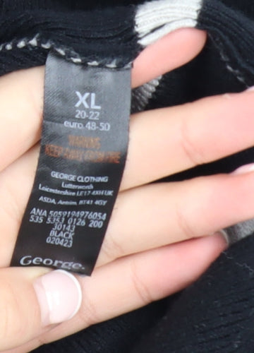 George Women’s Black Striped Roll Neck Relaxed Knit Jumper XL