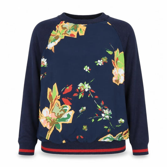 Front view of Next Women Blue Floral Crew Neck jumper, size 12