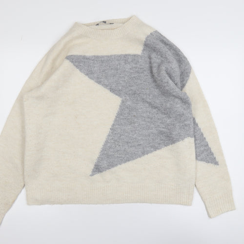 Principles Women’s Ivory Grey Star Pullover Jumper Size 14
