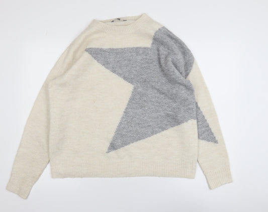 Principles Women’s Ivory Grey Star Pullover Jumper Size 14