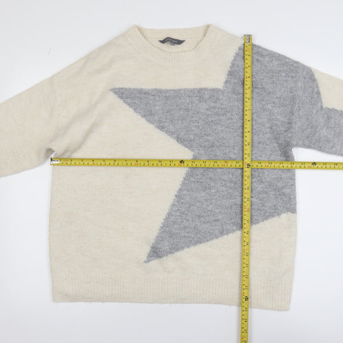 Principles Women’s Ivory Grey Star Pullover Jumper Size 14