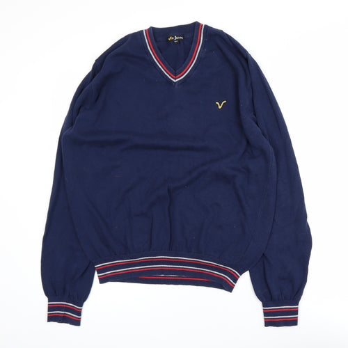 Voi Jeans Men's Navy Blue XXL V-Neck Cotton Jumper