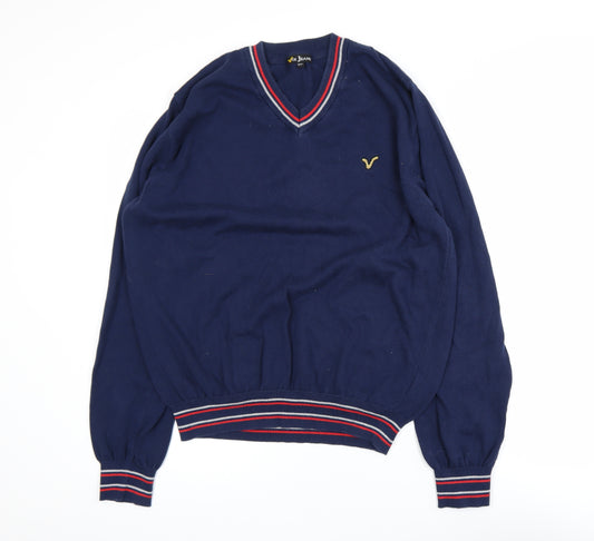 Voi Jeans Men's Navy Blue XXL V-Neck Cotton Jumper