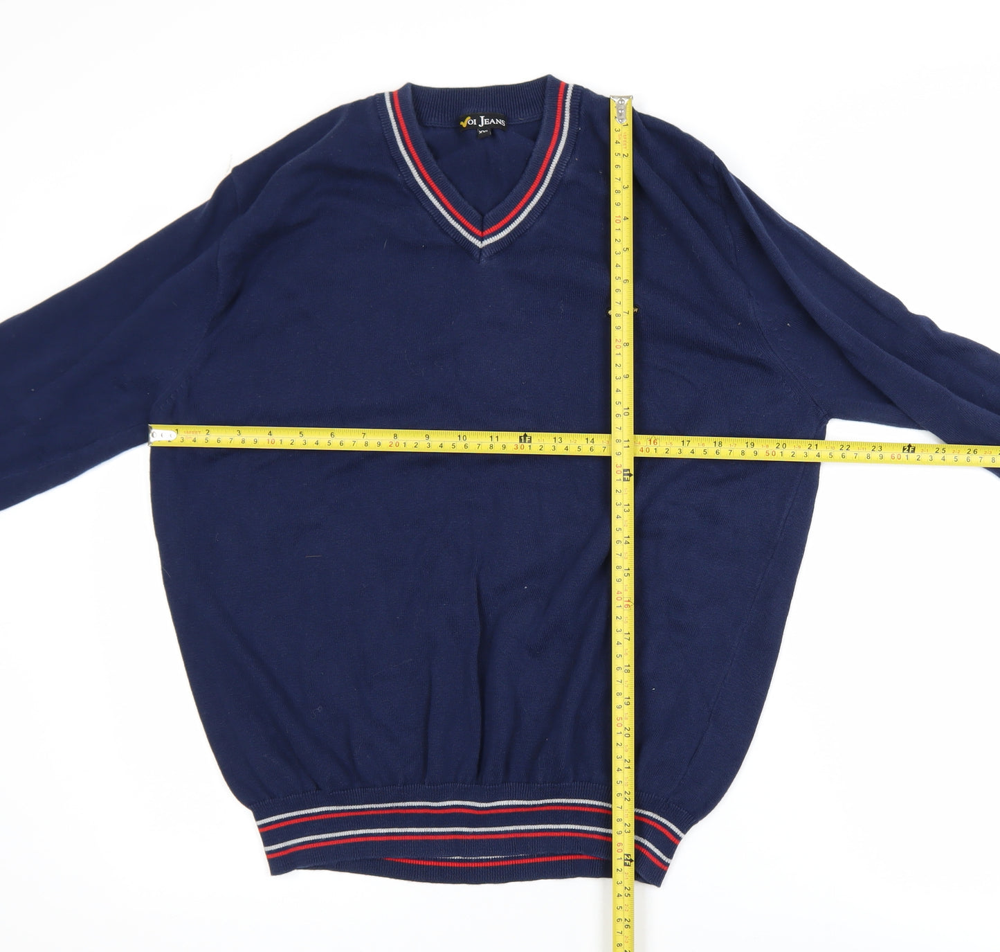 Voi Jeans Men's Navy Blue XXL V-Neck Cotton Jumper