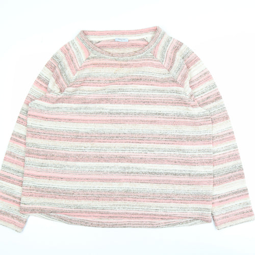 Bella di Notte Womens Pink Stripe Crew Neck Knitted Jumper Size 18