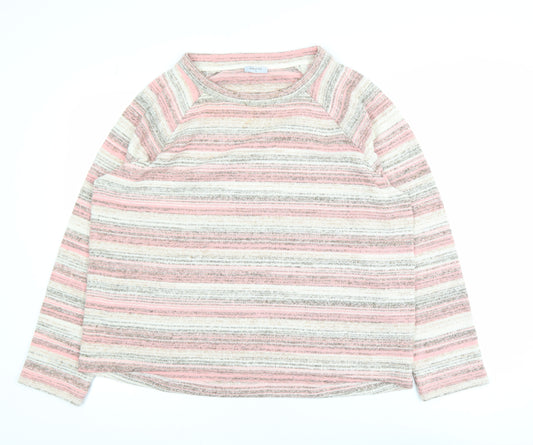 Bella di Notte Womens Pink Stripe Crew Neck Knitted Jumper Size 18