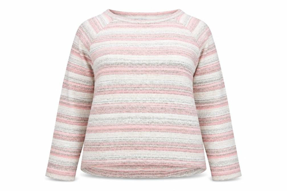 Bella di Notte Womens Pink Stripe Crew Neck Knitted Jumper Size 18