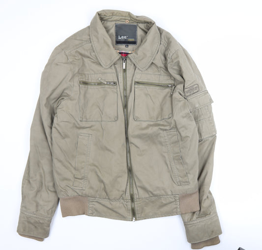 Lee Men's Green 2XL Bomber Jacket Cotton Twill Full Zip