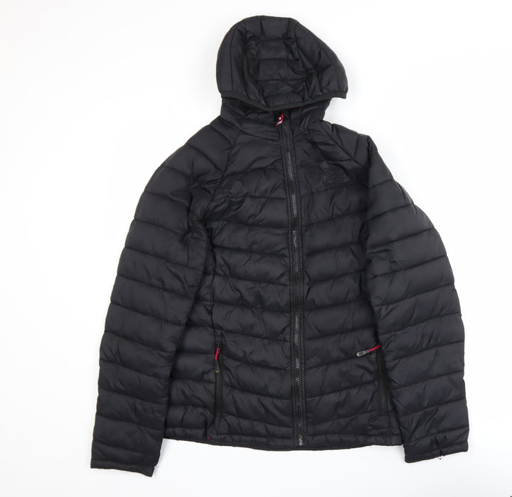 Karrimor Women Black Puffer Jacket Size 14 Hooded Lightweight Coat