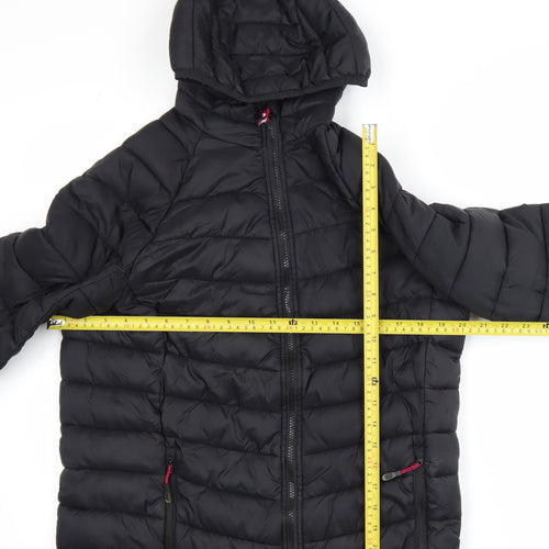 Karrimor Women Black Puffer Jacket Size 14 Hooded Lightweight Coat