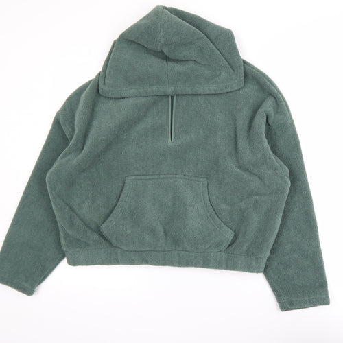 ASOS DESIGN Womens Green Fleece Hooded 1/4 Zip Jacket Size 12