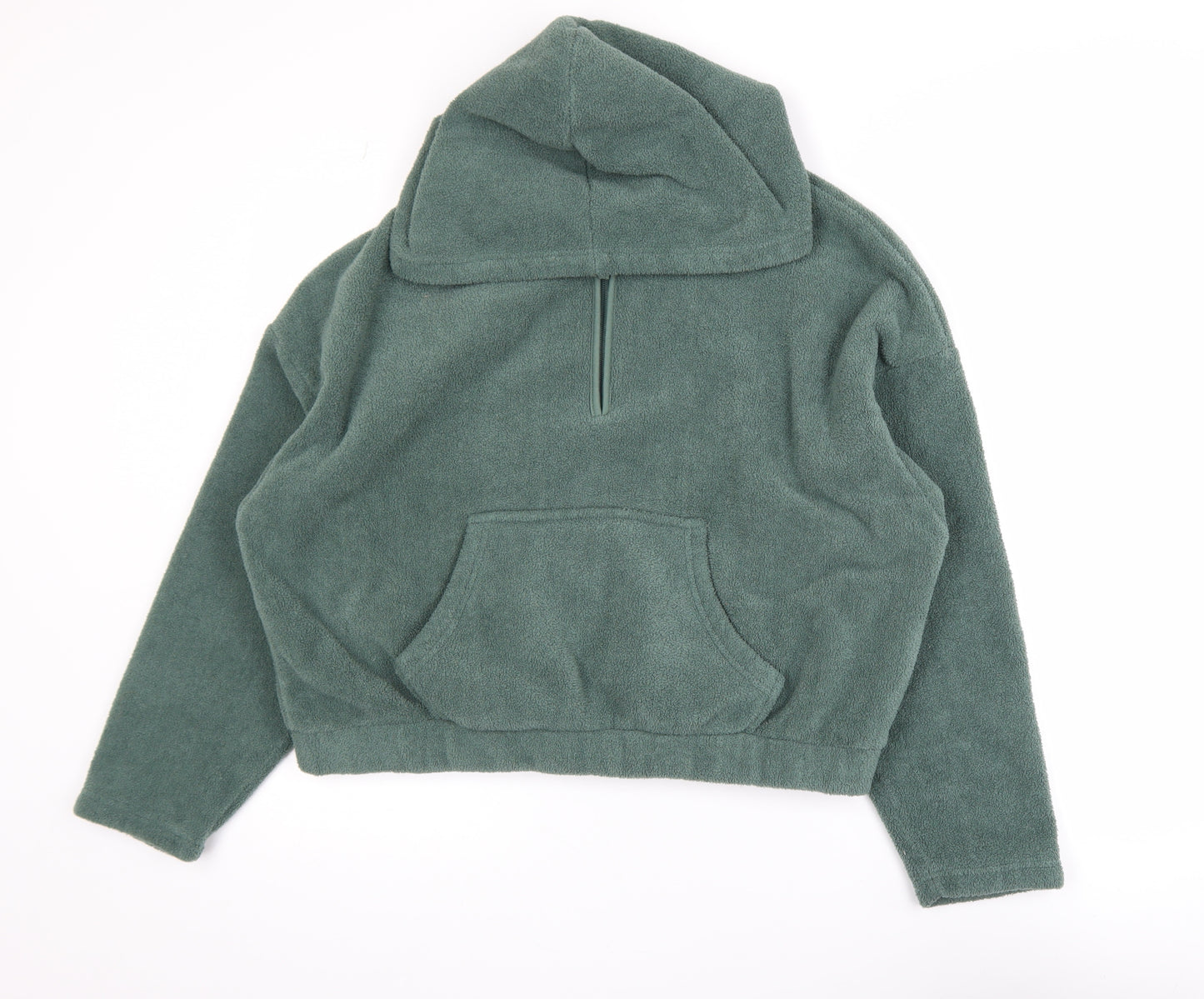 ASOS DESIGN Womens Green Fleece Hooded 1/4 Zip Jacket Size 12